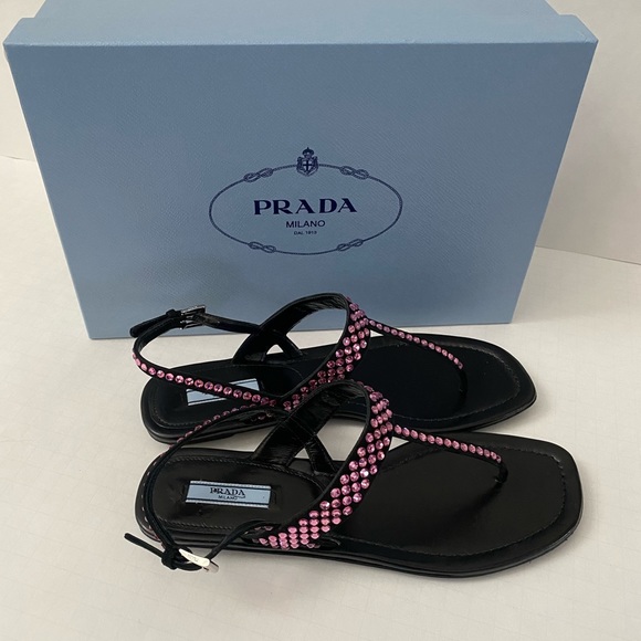 PRADA embellished crystal thong sandal. Sz 38.5. - Picture 7 of 7